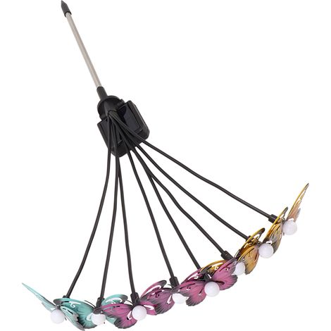 Lot de 2 lampes solaires papillon à 8 têtes, colorées, pour décorer terrasse, jardin, pelouse et allée. (1/5)