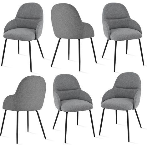 Goeurvant Chaises de salle à manger au style scandinave minimaliste, offrant un soutien dorsal optimal et une base en bois stable - Lot de 6 – Gris clair