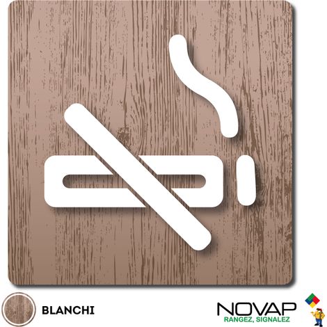 Plaque Interdiction de fumer - Wood Chêne blanchi 90x90mm - 4360003 (1/2)
