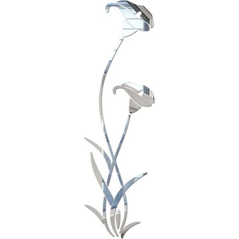 Autocollants muraux en forme de miroir en forme de fleur - 100 x 29 cm - Amovibles - En acrylique - Décoration de la maison (1/5)
