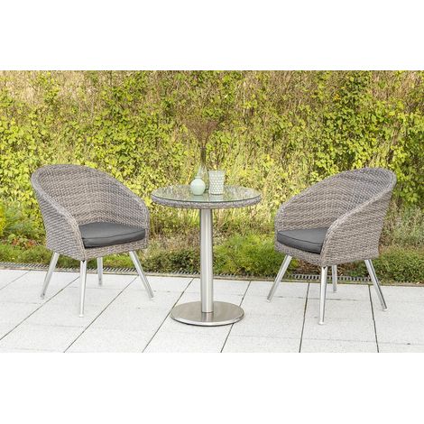Boulevard Set 3tlg 2 Sessel 1 Tisch Ø65cm Stahl/Kunststoff