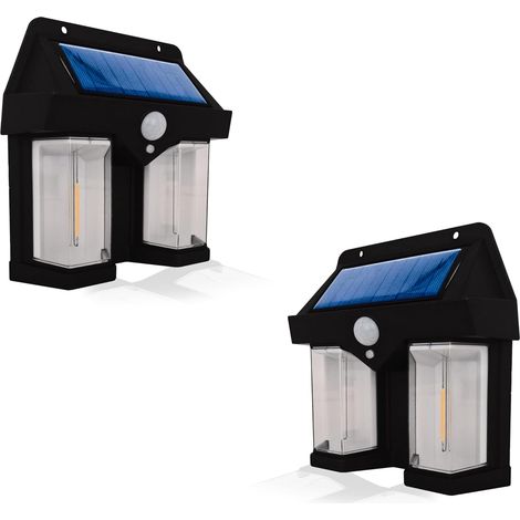 Lampade Solari LED da Esterno 2 Luci IP65 Giardino Parete Sensore Crepuscolare 2 pezzi (1/5)