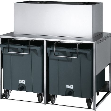 Réserve-Bac inox 50kg avec chariots de manutention - BREMA - DRB100/G280-510