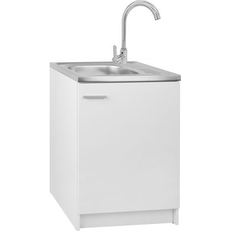 Meuble de cuisine sous évier - 60 x 60 cm - Blanc - Design élégant et fonctionnel