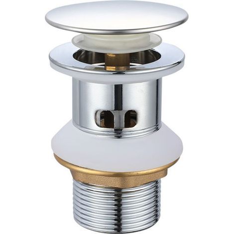 Perforé - Bonde de Lavabo Pop-up sans Trop-plein, Vidage Clapet Push Open Pour Lavabo en Laiton, Chromé (1/3)