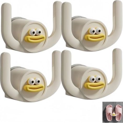 Set di 4 ganci appendiabiti per sandali da doccia, porta scarpe ad asciugatura rapida, elegante organizer da bagno in ABS, 9,5 cm × 7 cm × 4,5 cm, bianco (1/5)