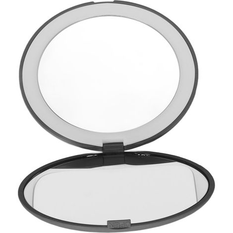 Miroir LED 3,5 pouces, grossissement 1x à 10x, miroir de maquillage double face pour la maison et les voyages, batterie intégrée, noir (1/5)