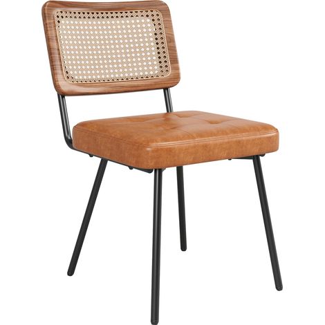 Lot de 2 Chaises de Salle à Manger en Similicuir, Fauteuil Rotin Léger et Ergonomique, Style Rétro Luxueux (1/5)