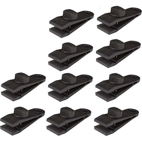 Accessoire de bâche Lot de 10 clips de fixation pour bâche de camping, bâches, caravane, toile de jardin Noir (1/4)