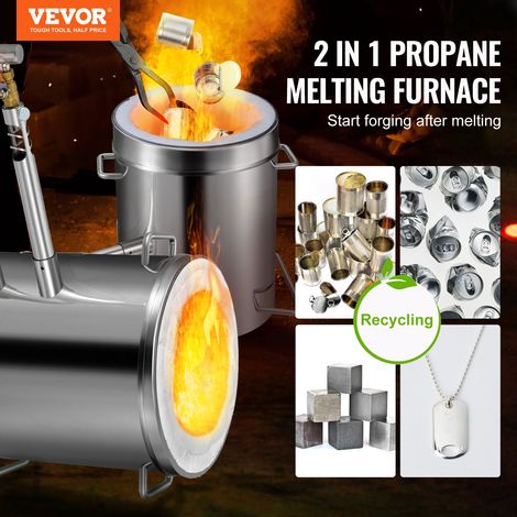 Four de Fusion à Gaz Capacité 12kg 1482℃ Four à Propane Fonderie 2 Fonction Fusion et Forgeage Kit de Four de Fusion de Métal Creuset en Graphite 2 Brûleurs pour Fondre Or Recyclage Ferrailles (1/5)