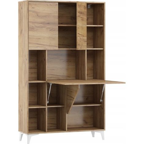 Bb-Loisir – Bureau convertible en armoire 175x105x34cm – Plan de travail extensible – 4 étagères fermées – Charnières à fermeture douce (1/5)