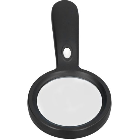 Loupe LED ronde noire grossissant 10x avec éclairage intégré pour le bureau, l'école, l'extérieur et la maison. (1/5)