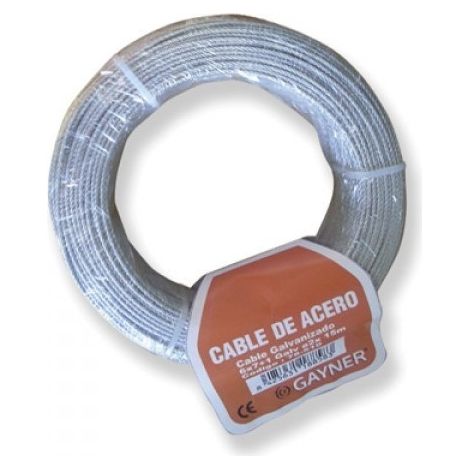 CABLE ACERO GALVANIZADO 6X7+1 D.4 (ROLLO 50M) - GAYNER