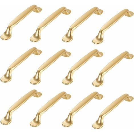 Tuserxln – Lot de 12 poignées de meuble dorées – Alliage d'aluminium – Entraxe 96mm – Dimensions 131x19x23.8mm – Vis incluses (1/6)