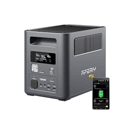 AFERIY 1800W Tragbare Powerstation, 1024Wh LiFePO4 & 1Std Schnellladung Solargenerator, 10ms USV, 9 Ausgänge, mit APP, BMS, Reine Sinuswelle 230V, für Outdoors Camping/RV/Garten/Notfall 【2026 Neue】 (1/5)