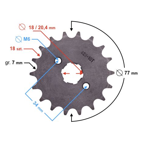 Pignone di uscita Moretti 18/428 per TZ125 (1/2)