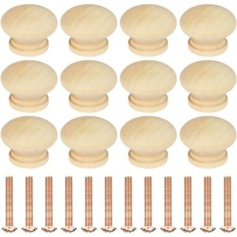12pcs Wooden Furniture Handles, Cabinet Knobs, Door Knobs for Cupboards, 35mm Drawer Pulls, for Home Decor, Closets, Wardrobes, Drawers, Kitchen Cabinets (1/4)