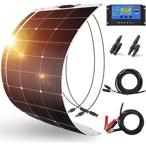 200W Solarpanel Kit Semiflexibel Monokristalline Solarmodul zum Haus/Wohnmobil/Batterie/Boot (1/5)