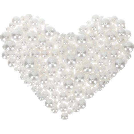 440 perles rondes synthétiques pour vases, remplissage de vases, perles sans trou pour décoration de vases DIY-0.8x0.8cm-White (1/4)