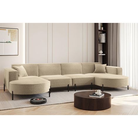 Wohnlandschaft U-Form Sofa VALENCIA XL in Stoff Quelle Beige (1/2)