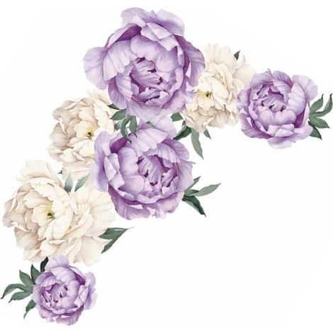 Autocollant Mural en Pvc Motif Fleur de Pivoine Pourpre, Décoration Murale Élégante sans Résidu Collant, Cuisine et Salon, 1 Feuille (1/5)