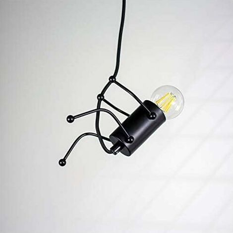 LED LV418 Lampe suspension de plafond créative humanoïde vintage moderne Doll Art ampoule E27 pour chambre d'enfant, cuisine, bar, restaurant, café, paysager, noir (1/5)