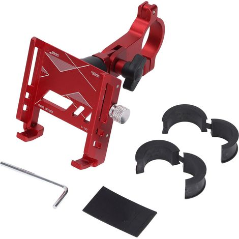 Support téléphone vélo rotatif à 360°, fixation guidon en alliage d'aluminium rouge pour moto et scooter (1/5)
