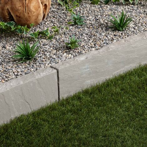 Bordure de jardin pierre naturelle Grès Kandla - 100x20x8 cm - Gris (1/4)
