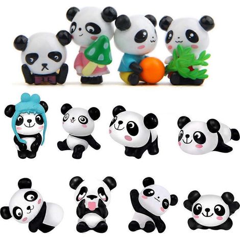 Adorables mini-pandas en peluche, figurines amusantes pour décorer vos gâteaux et autres projets de jardinage. (1/5)