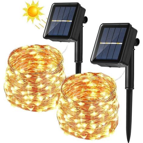 LED-Lichterkette für den Außenbereich, solarbetrieben, 2-teiliges Set, 22 Meter, 200 Lichter (1/5)
