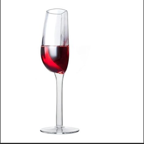 Wine Glass, Fun Glass Cut in Two, 140ml Clear Champagne Cups, Long Stem Red Party, Home, Bar (1/5)