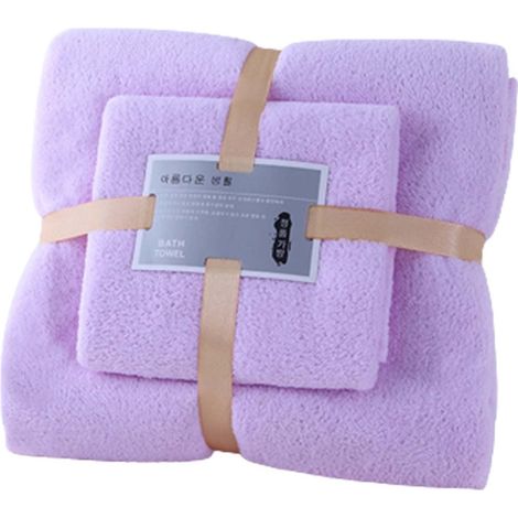 Serviette De Bain - Serviette Visage - Coton 100 % - 73 x 140 cm Et 35 x 75 cm - Pour Salle De Bain Gym Plage Piscine - Lot De 2 Pièces (1/4)