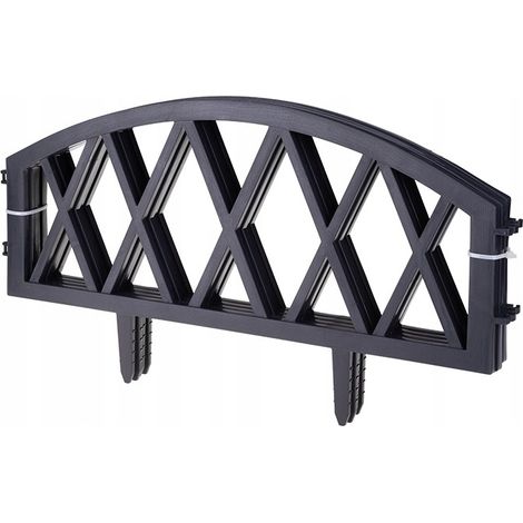 Modularer Gartenzaun in Anthrazit, 4 Elemente, Kunststoff, 58,5 x 32 cm