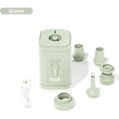 (Pompe à air verte) Pompe à air électrique portable pour camping, compresseur d'air sans fil, gonfleur et dégonfleur pour coussins, matelas et bateaux. Bouée gonflable. (1/4)