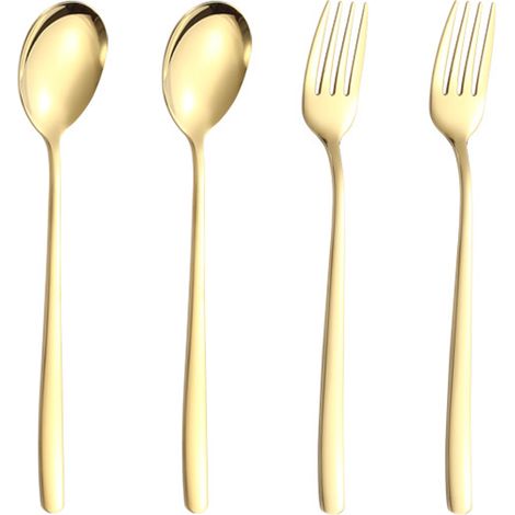 Fourchettes De Table En Acier Inoxydable - Revêtement Plasma Multicolore - Pour Repas Quotidiens Et Fêtes - Lot De 4 (1/5)