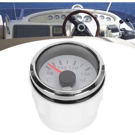 Öltemperaturanzeige 52 mm/2 Zoll mit intelligentem Alarm, Edelstahl 316, für Auto und Boot, Weiß (1/5)