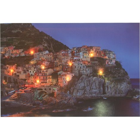 Jandei - Tableau avec 8 LED Ville Italie Cinque Terre 60 x 40, 2 piles AA Images LED (1/4)