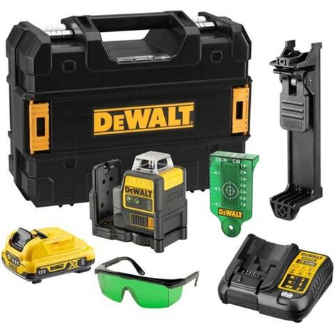 DeWALT - Laser cruzado a batería 10,8V, alcance de 50 m, con accesorios, 1 batería de 2,0 Ah XR, con cargador. DCE0811D1G