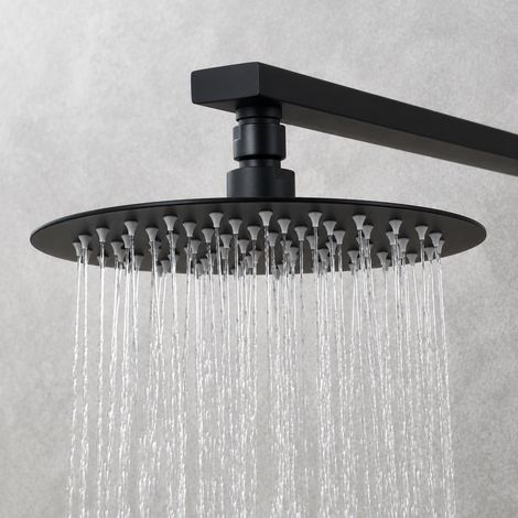 Pommeau de douche de tête noir brossé inox 304 rond 8 pouces 21,2 × 22,6 × 7,6 cm 720 g – Livraison gratuite (1/5)