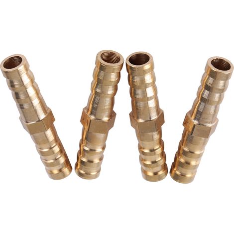 Raccord en laiton pour tuyau d'arrosage, réducteur à embout cannelé, connecteur de réduction (8 mm-8 mm, 4 pièces) (1/5)