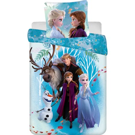 Disney - Parure de lit en coton "La Reine des Neiges : Famille" - Bleu - 160 x 200 cm - Livraison gratuite