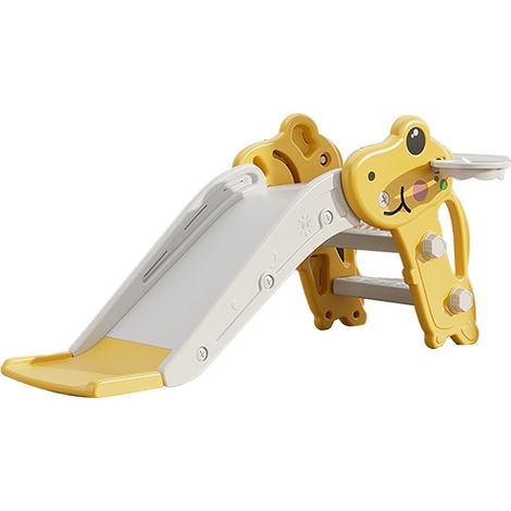 Glissoire pliable pour tout-petits en plastique jaune, structure stable et protection fiable, toboggan pour enfants avec échelle. (1/5)