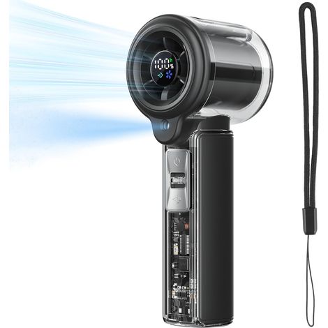 COKUNST Hand Held Fan with Mist Spray, 3000mAh USB Rechargeable Portable Fans with Adjustable 1-100 Speed, LED Display, 16000 RPM Mini Turbo Fan for Travel, Outdoor, Camp, Eyelash, Face, Summer Gifts (1/5)