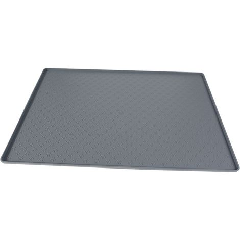 Tapis d'alimentation imperméable pour animaux de compagnie, tapis en silicone à bords surélevés, convient aux chats et aux chiens, 6040 cm, gris. (1/5)
