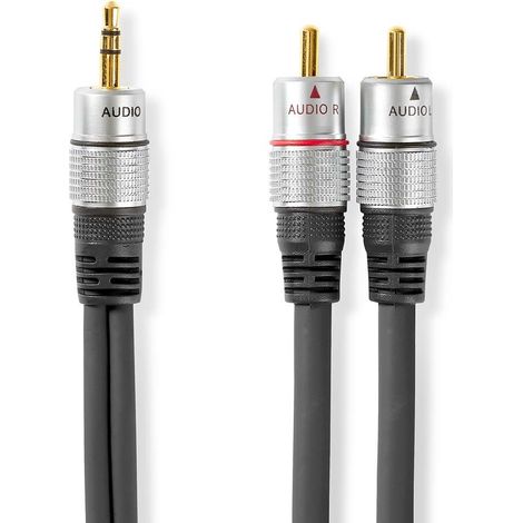 NEDIS Câble Audio Stéréo Mâle 3,5 mm vers 2x Mâles RCA 2,50 m Anthracite (1/3)