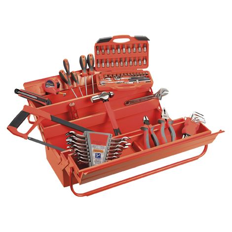 Caja metálica de herramientas de 5 bandejas con 68 piezas ORANGE ALYCO (1/3)