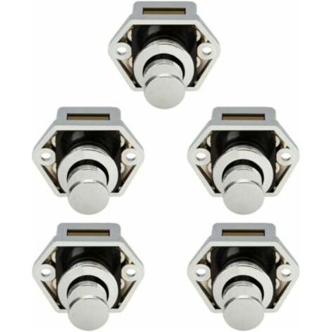 5 pcs Mini Bouton Poussoir Tiroir Placard Porte Loquet De Verrouillage Caravane Camping-car Nickel Bateau Bouton- Nickel