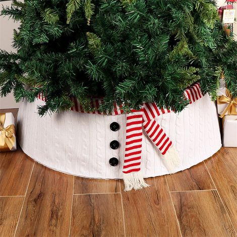 Collier d'arbre de Noël, jupe d'arbre de Noël tricotée en forme de bonhomme de neige mignon, décoration de Noël, convient pour la fête de Noël (1/5)