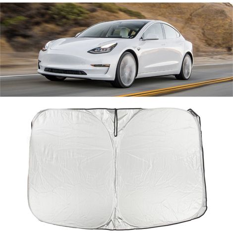 (T04) Windschutzscheiben-Sonnenschutz, faltbarer Sonnenschutz für die Frontscheibe, wärmeisolierender Sonnenschutz, kompatibel mit Tesla Model Y, Model 3 und Model Y (2021-2023). (1/5)