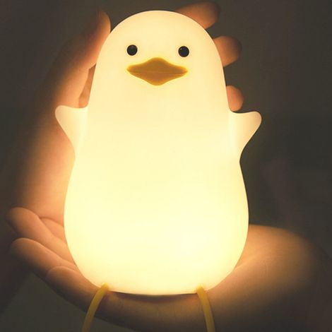 Veilleuse LED mignonne et raffinée, tactile, rechargeable par USB, avec support pour téléphone portable et lampe de nuit en forme de canard (1/5)